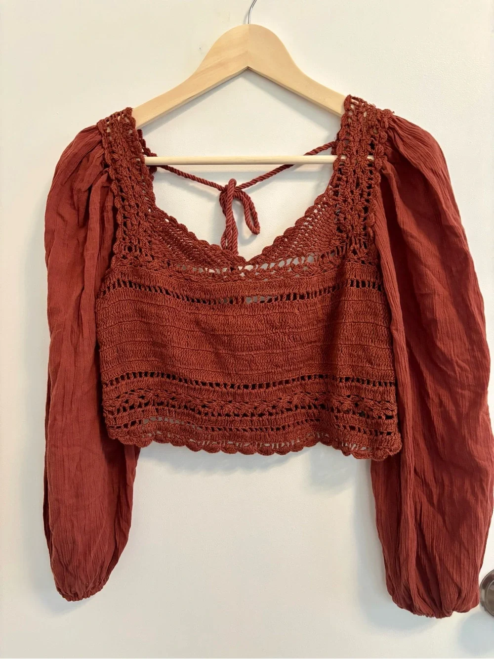 NWOT Free People Cynthia Crochet Top / Brick
